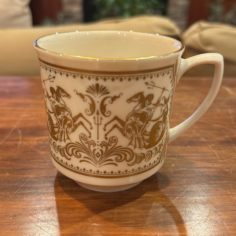 RARE VINTAGE Lenox Poseidon Warrior Mug Gold Trim Kings Cup Equestrian EXCELLENT